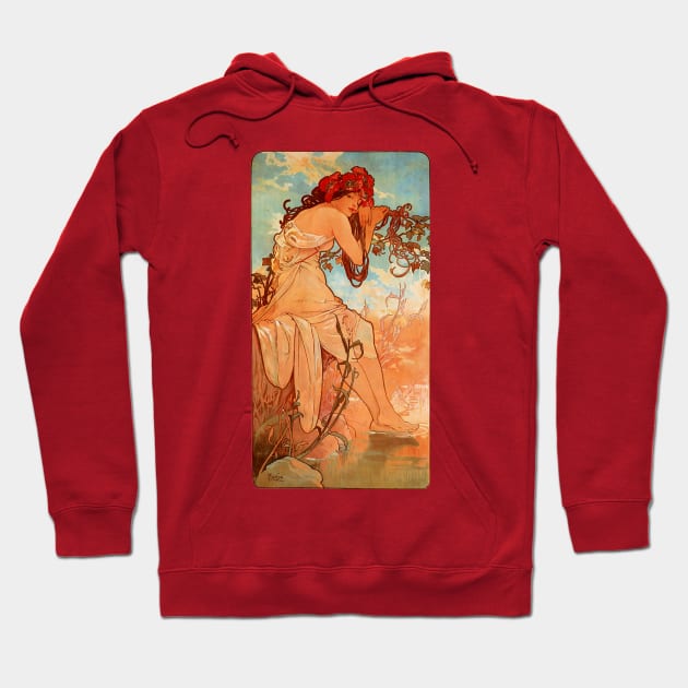 Alphonse Mucha Vintage Poster Art Design Hoodie by PaperMoonGifts